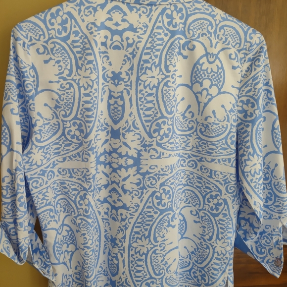 PATTY KIM Women's Blue/White Blouse - Size Large - Picture 6 of 8